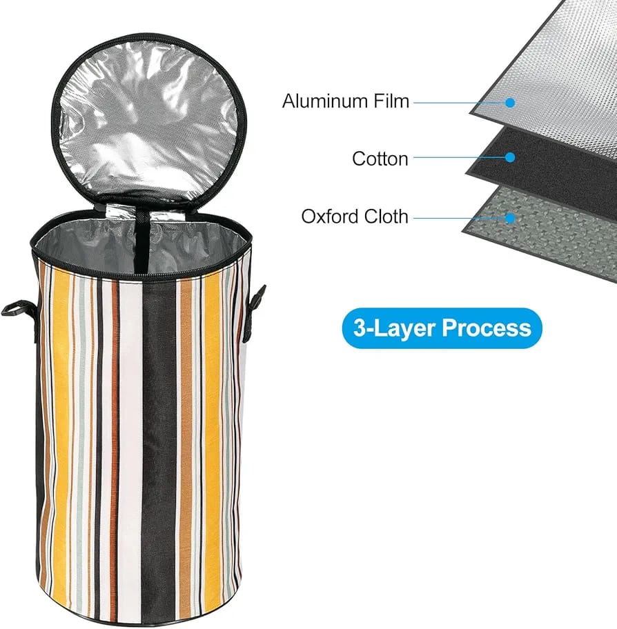 Striped Zipper Lunch Box Insulation Bag, Ice Bunny Round Lunch Box, portable New Lunch Box Striped Zipper Lunch Box Insulation Bag, Ice Bunny Round Lunch Box, portable New Lunch Box